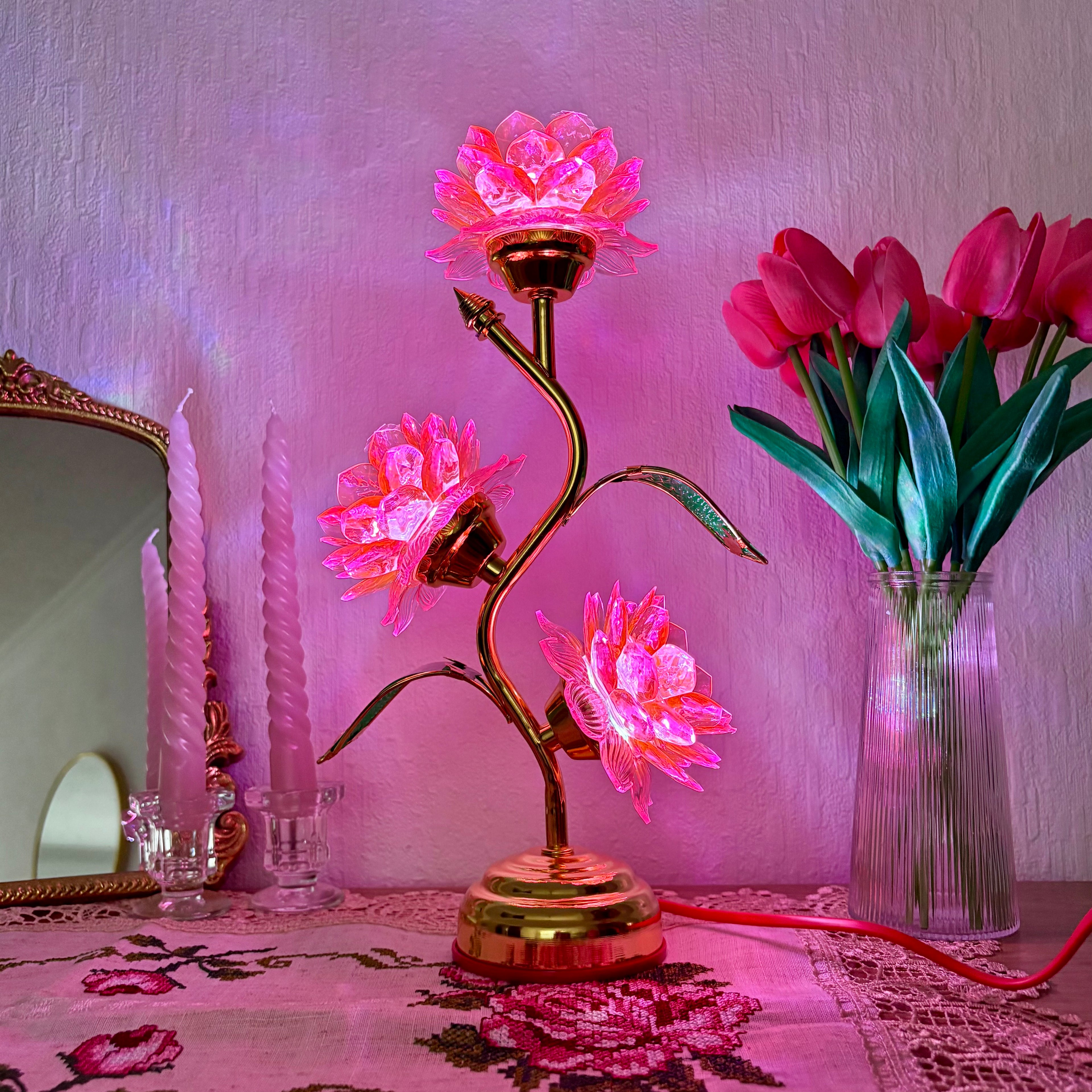 Crystal Lotus Lamp (Different Colours Available)