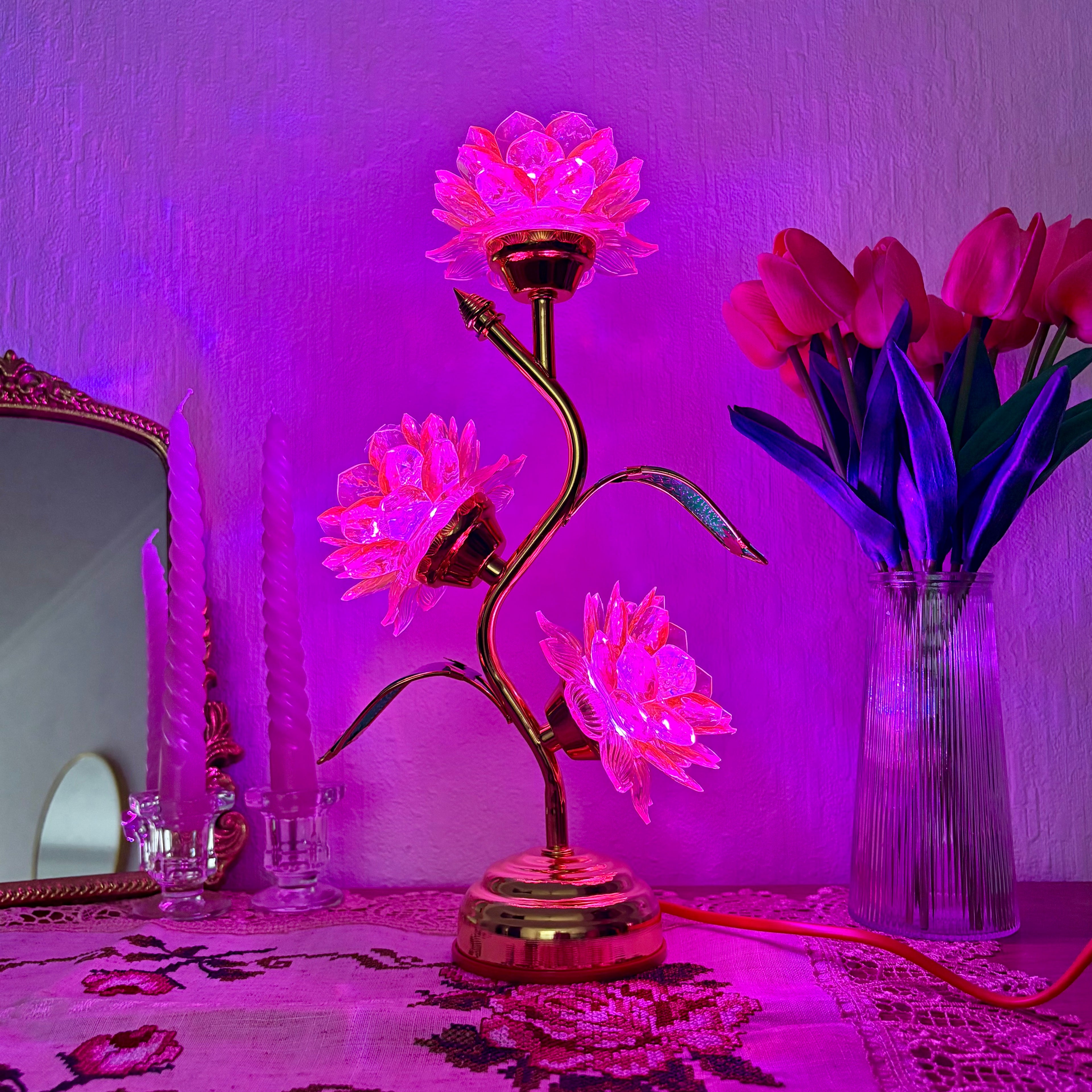 Crystal Lotus Lamp (Different Colours Available)
