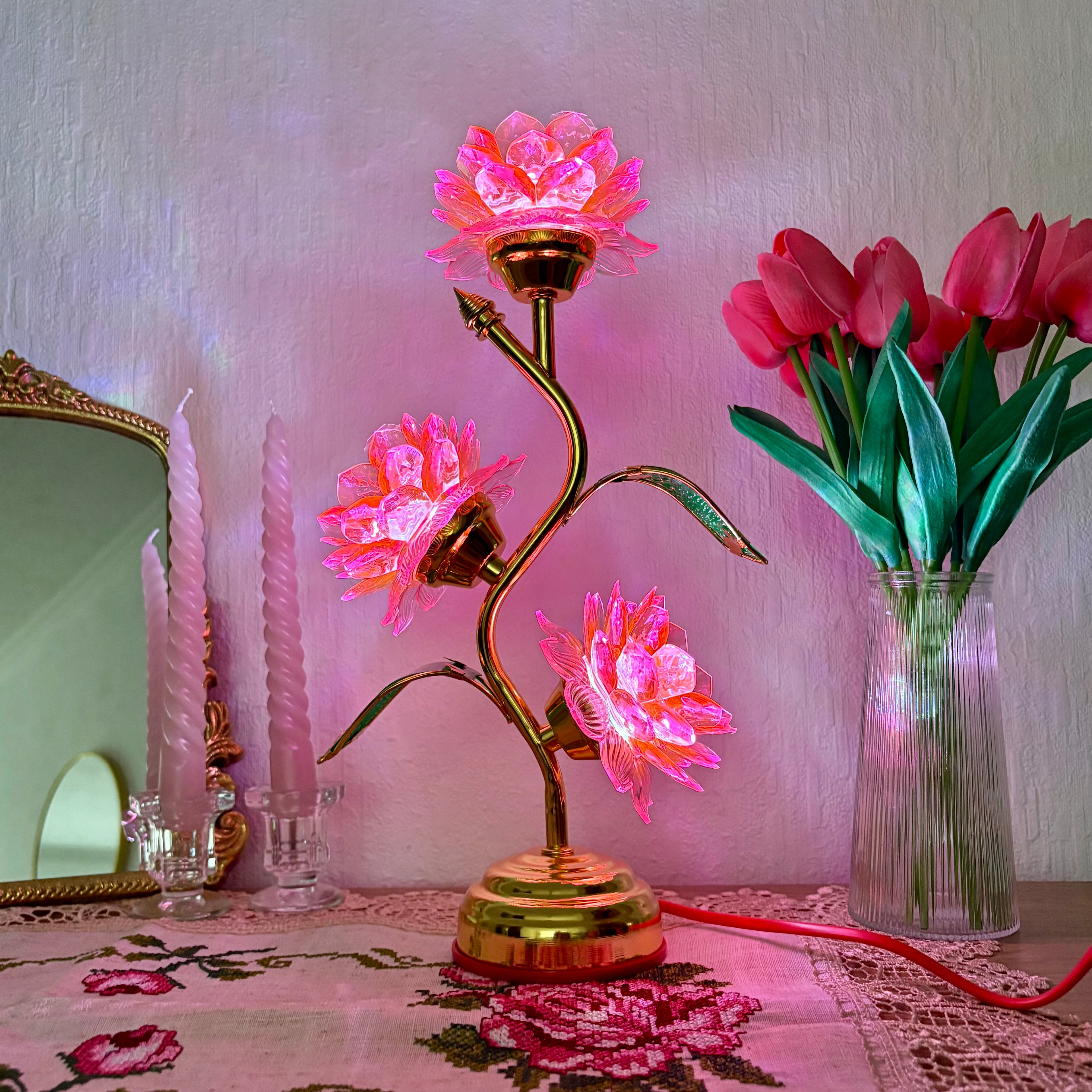 Crystal Lotus Lamp (Different Colours Available)