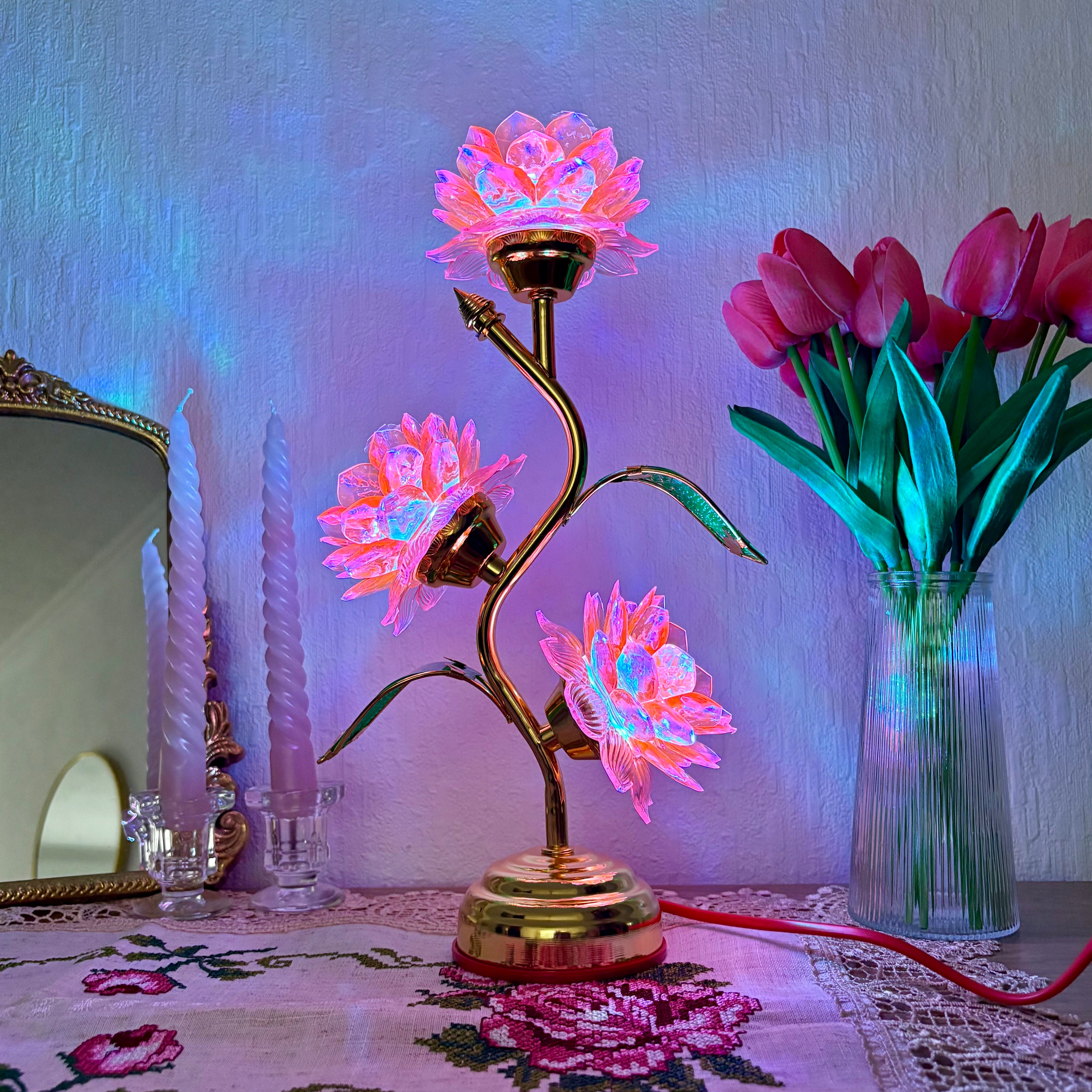 Crystal Lotus Lamp (Different Colours Available)