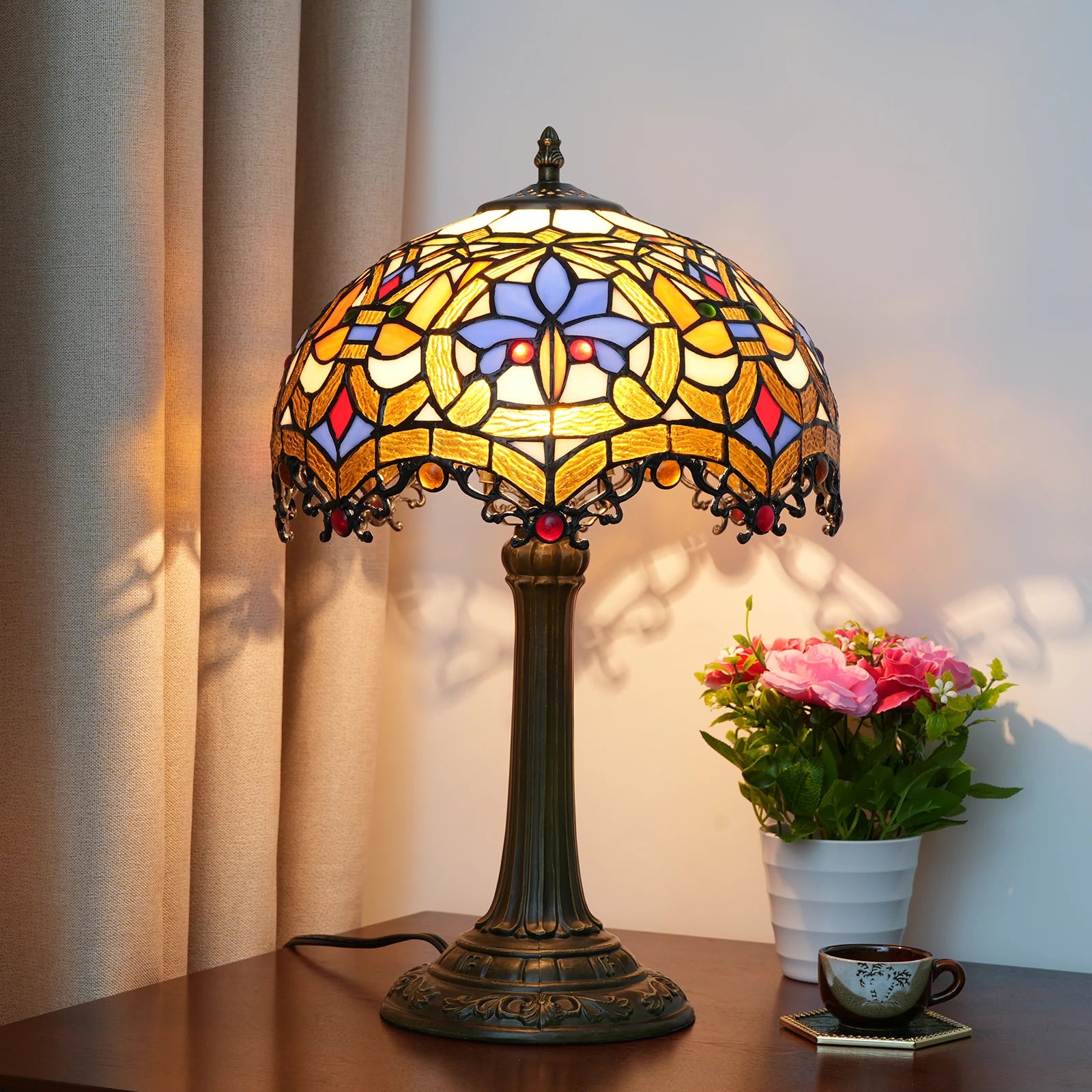 Yellow Peacock Table Lamp 30cm