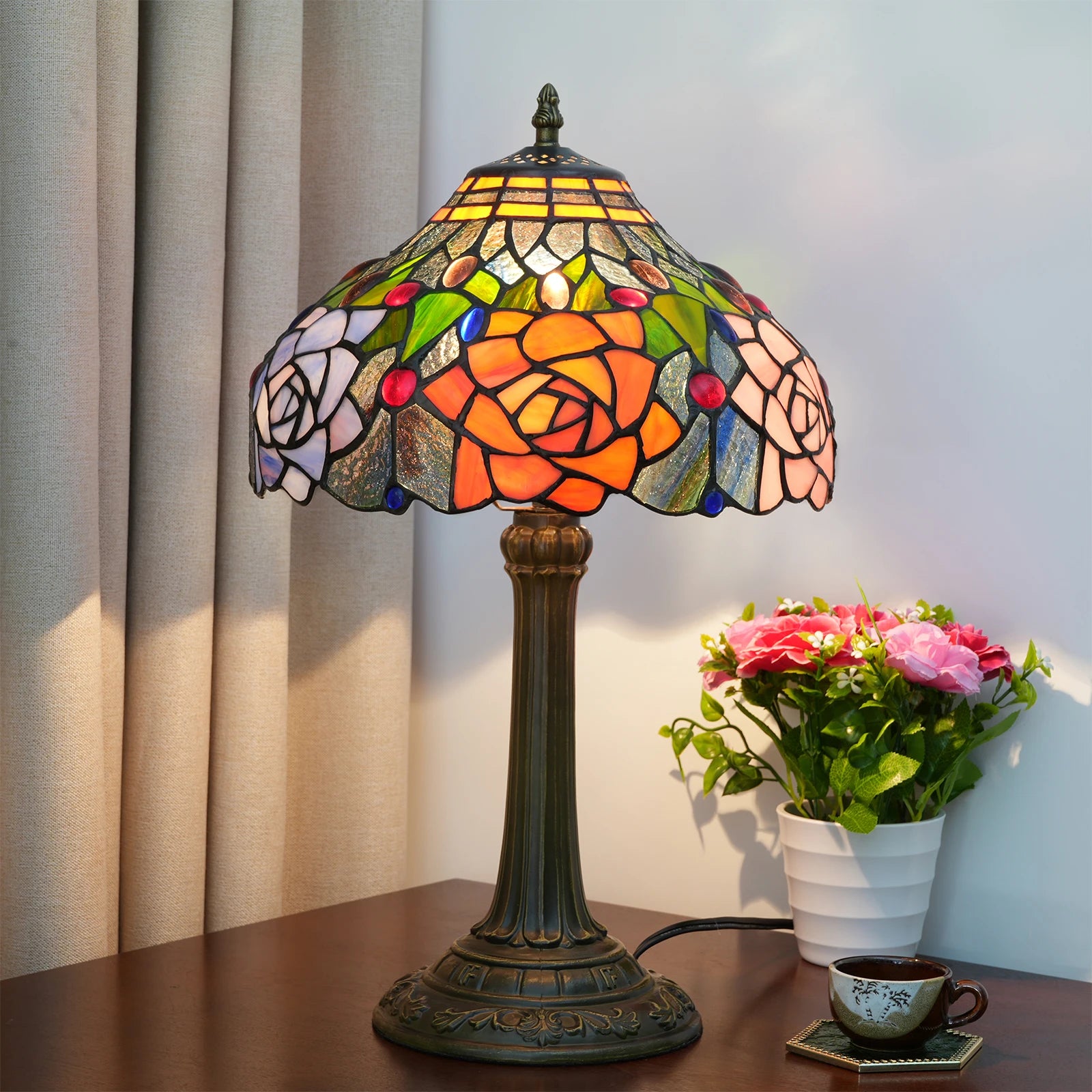 Floral Roses Table Lamp 30cm