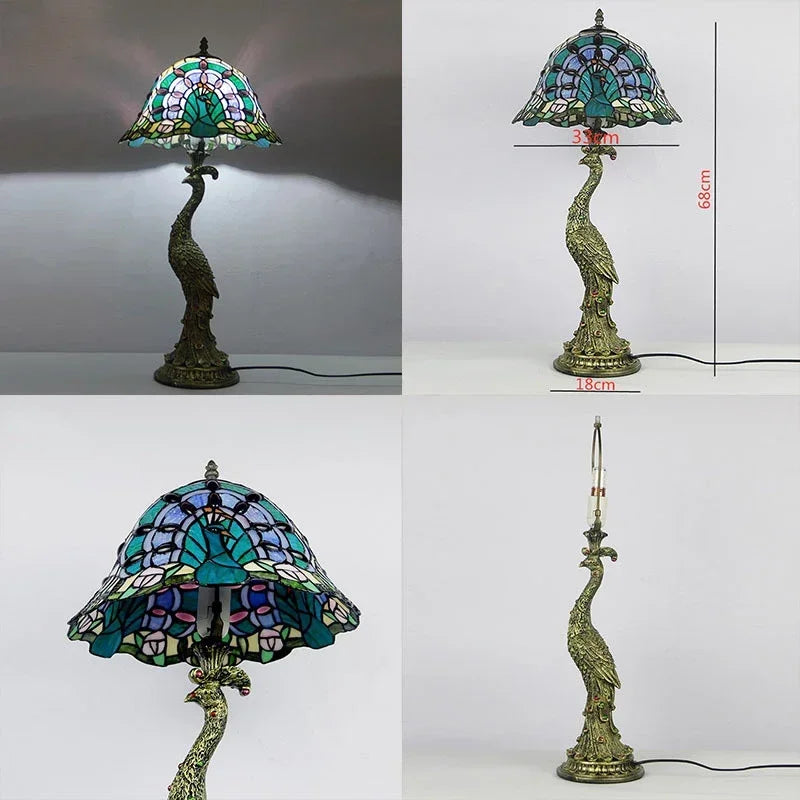 Peacock Table Lamp 30cm
