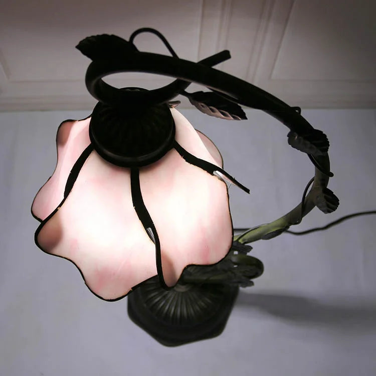 Pink Wisteria with Leaf Base Table Lamp