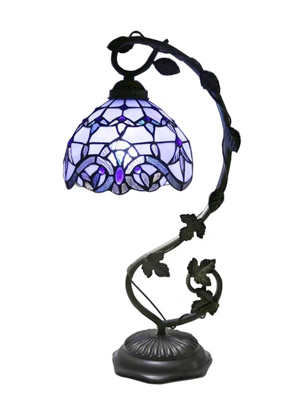 Purple Mosaic with Leaf Base Table Lamp