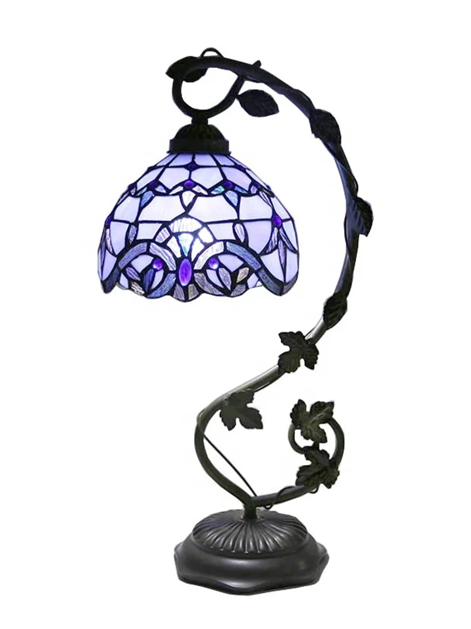 Purple Mosaic with Leaf Base Table Lamp