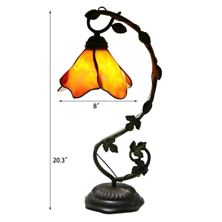 Orange Wisteria with Leaf Base Table Lamp