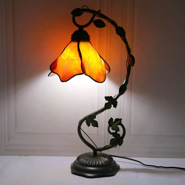 Orange Wisteria with Leaf Base Table Lamp