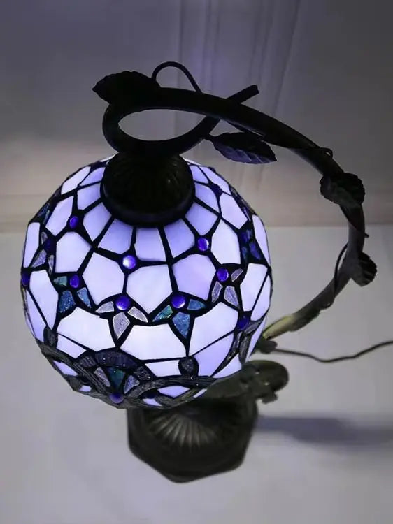 Purple Mosaic with Leaf Base Table Lamp