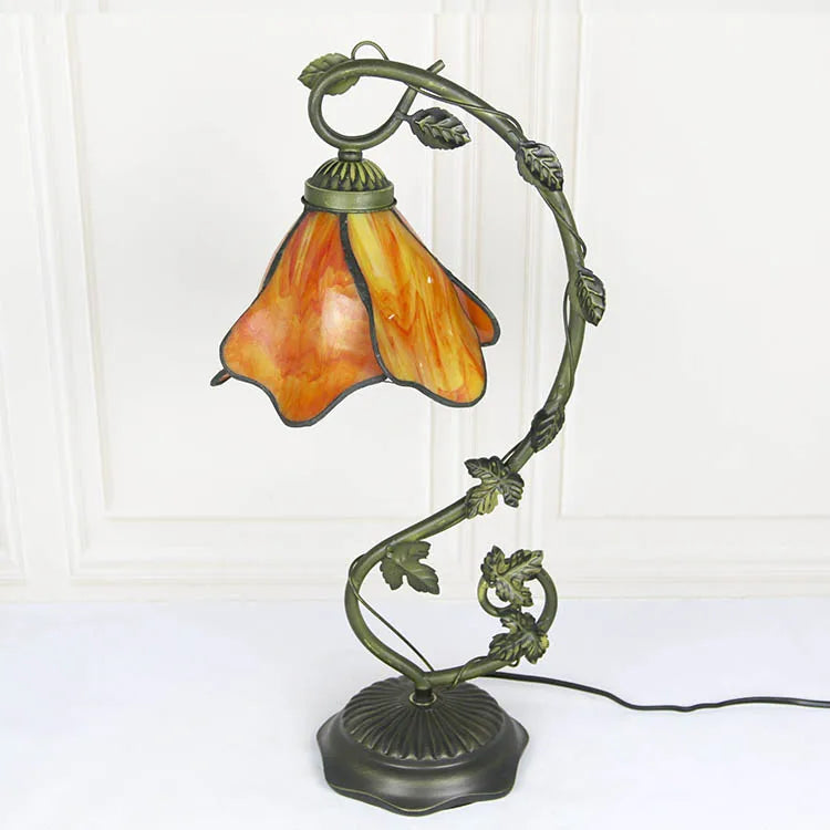 Orange Wisteria with Leaf Base Table Lamp