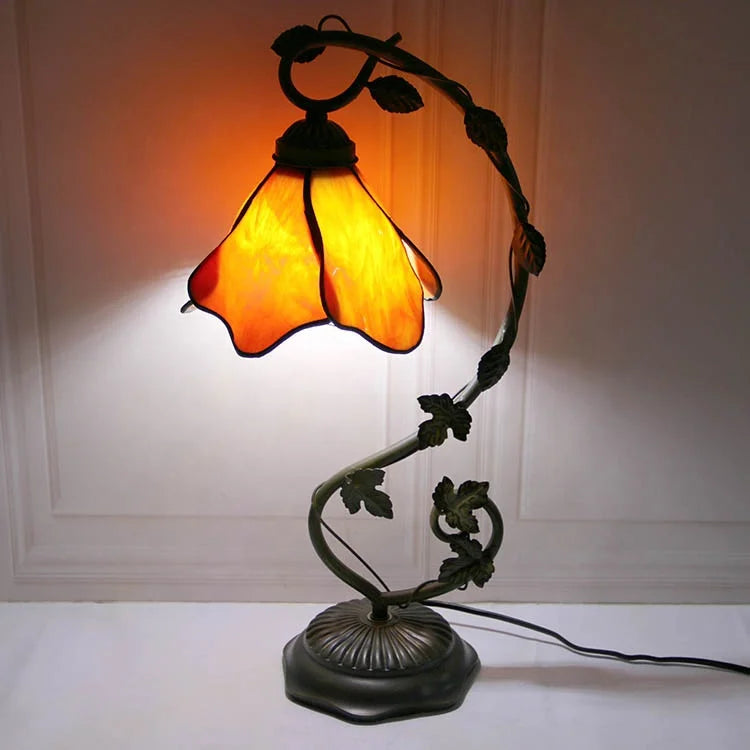 Orange Wisteria with Leaf Base Table Lamp
