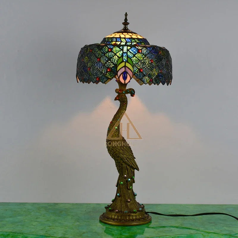 Peacock Table Lamp 30cm