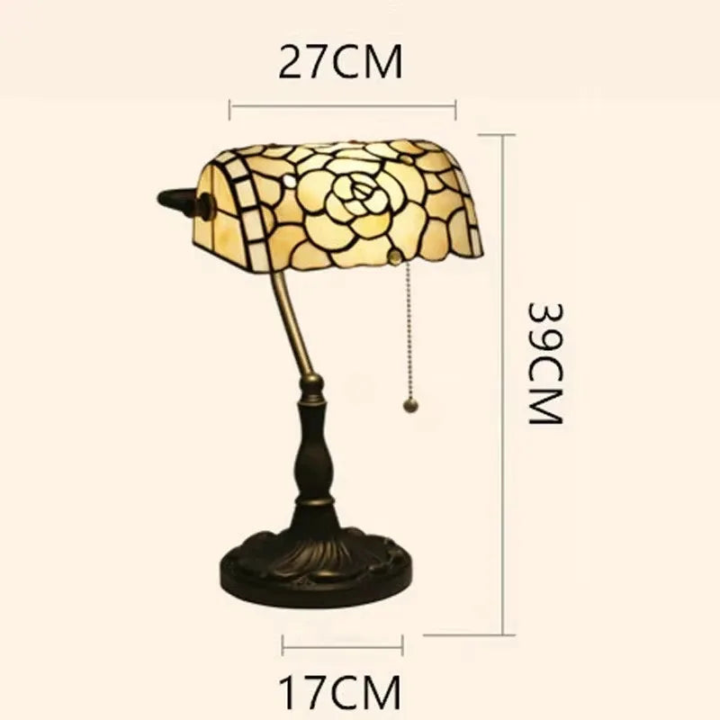 Bird & Flowers Banker Table Lamp