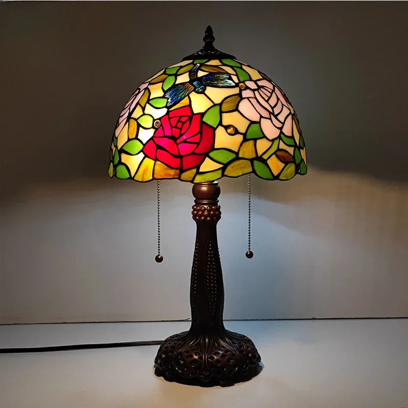 Dragonfly & Roses Table Lamp 30cm