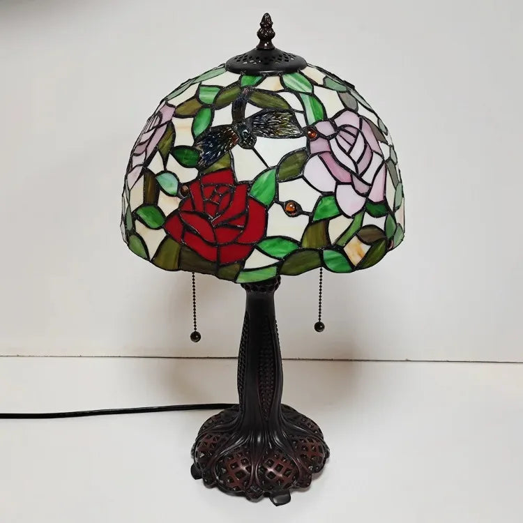 Dragonfly & Roses Table Lamp 30cm