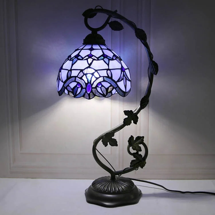 Purple Mosaic with Leaf Base Table Lamp