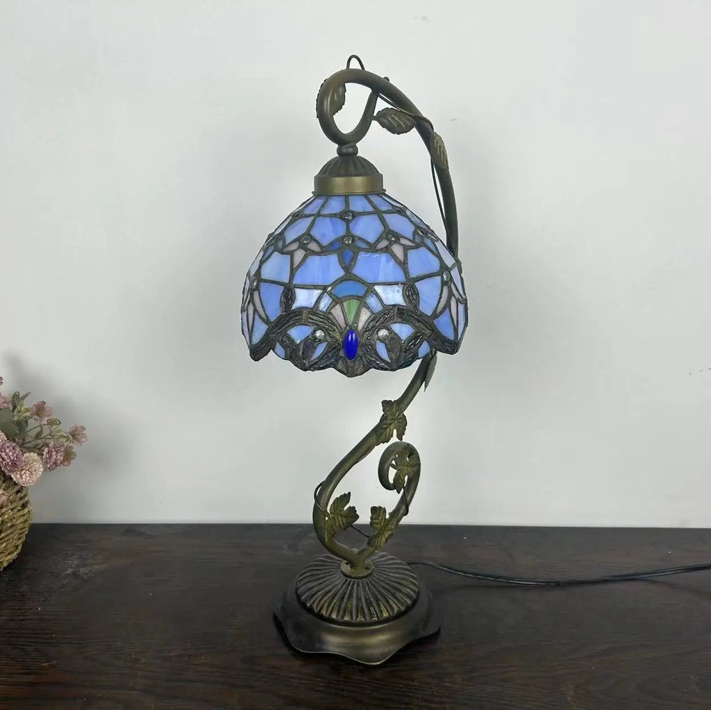 Blue Mosaic with Leaf Base Table Lamp