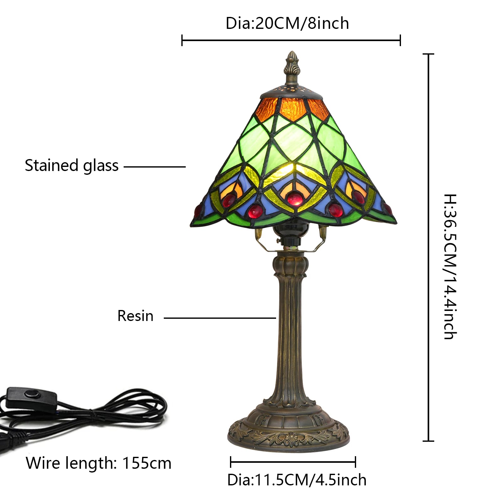 Peacock Table Lamp 20cm