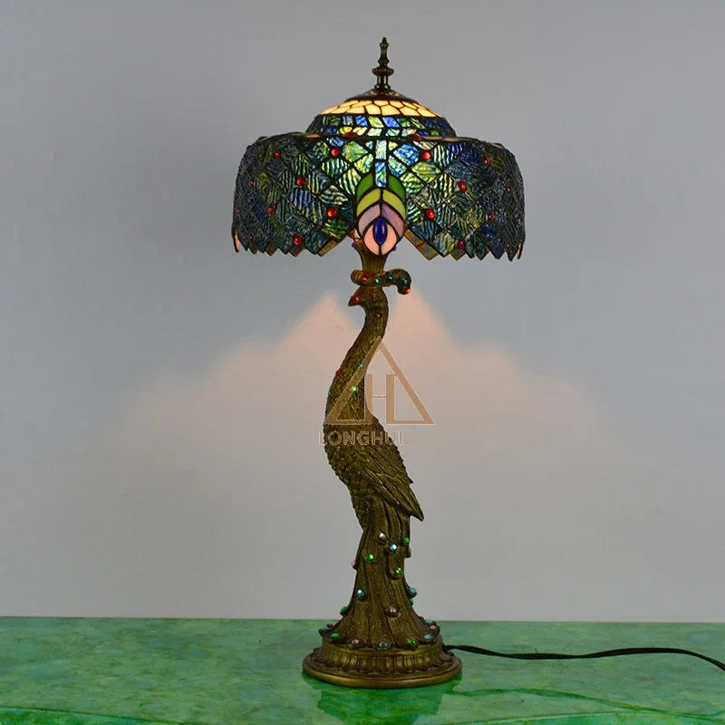 Peacock Table Lamp 30cm