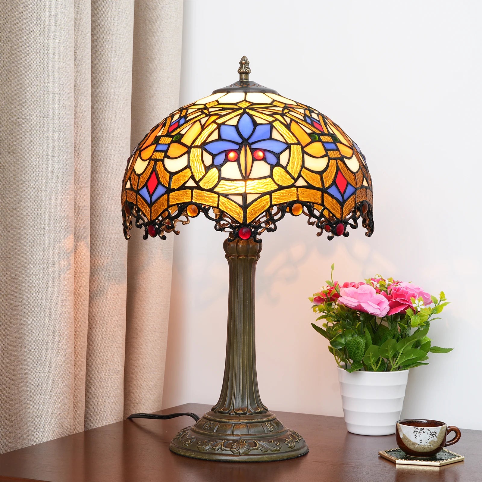 Yellow Peacock Table Lamp 30cm