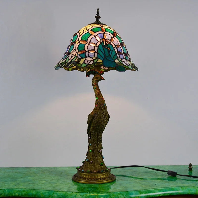 Peacock Table Lamp 30cm