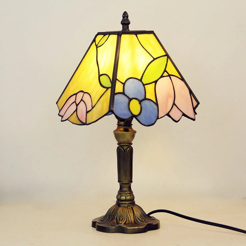 Square Floral Table Lamp 20cm