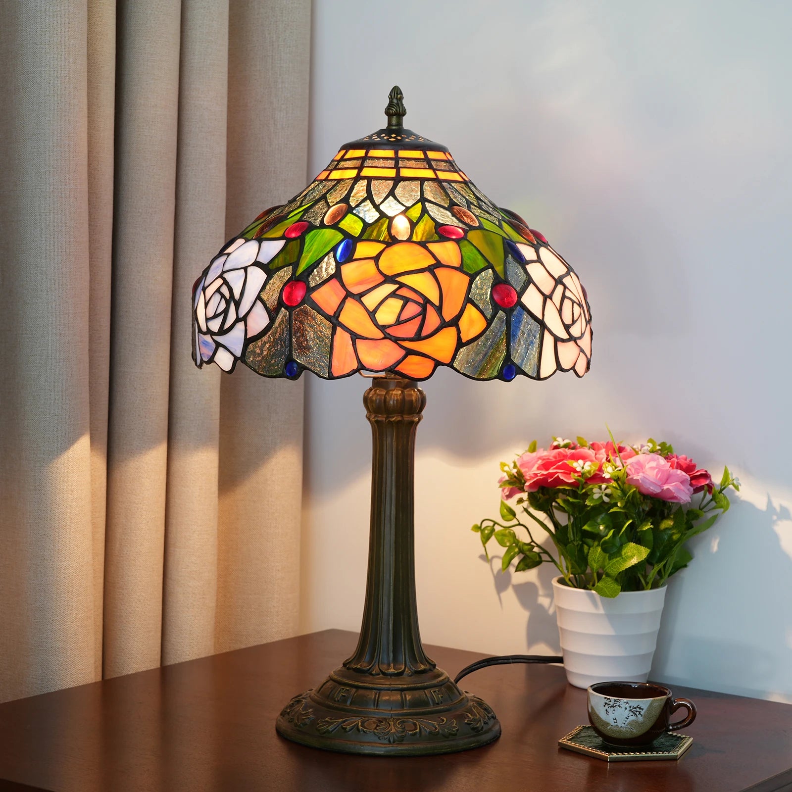 Floral Roses Table Lamp 30cm