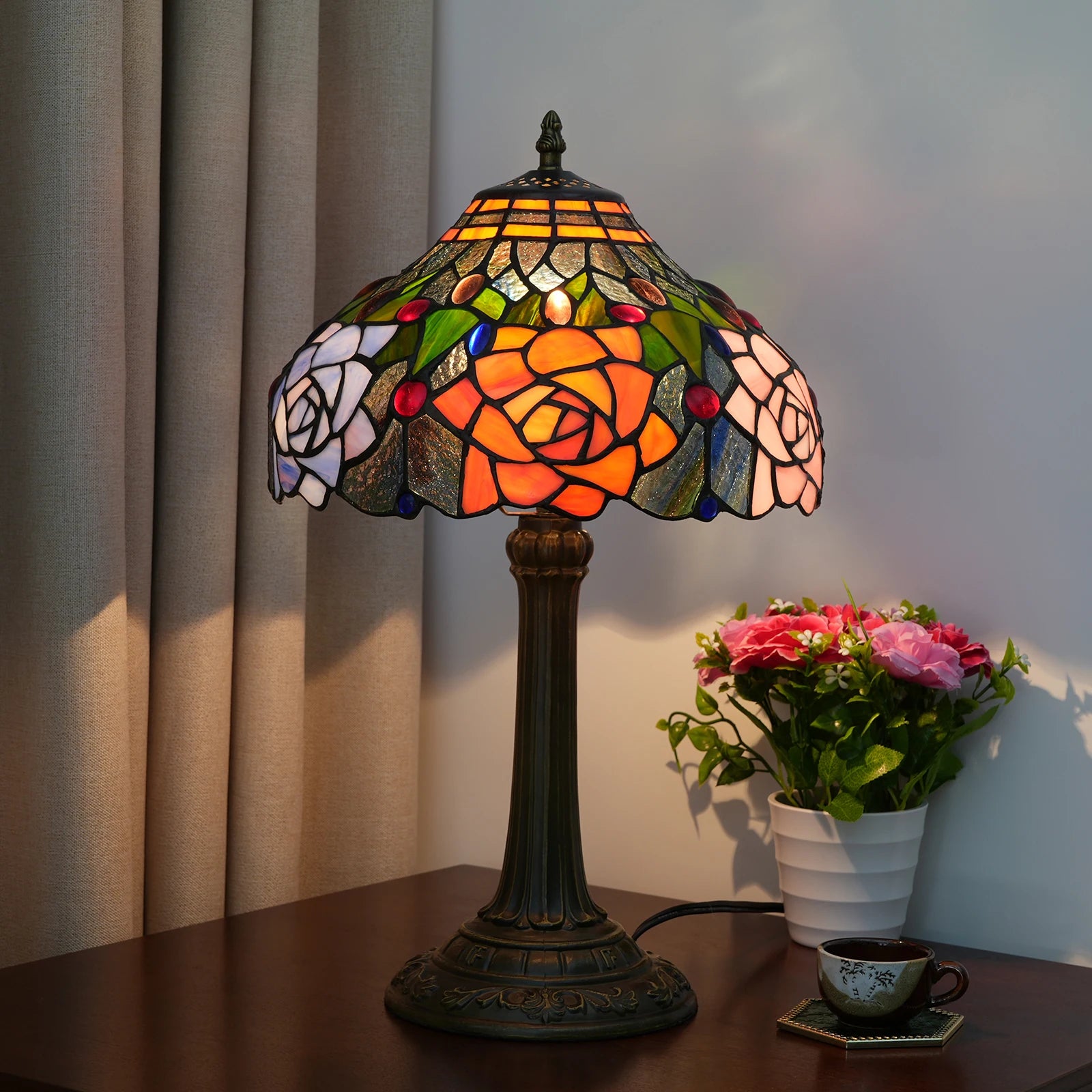 Floral Roses Table Lamp 30cm