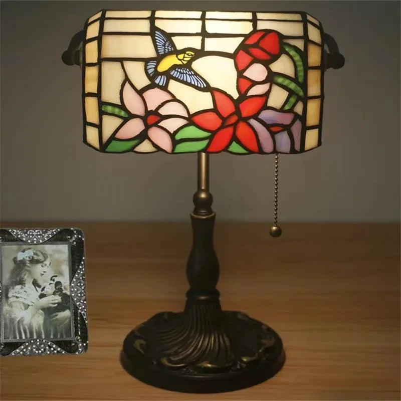 Bird & Flowers Banker Table Lamp