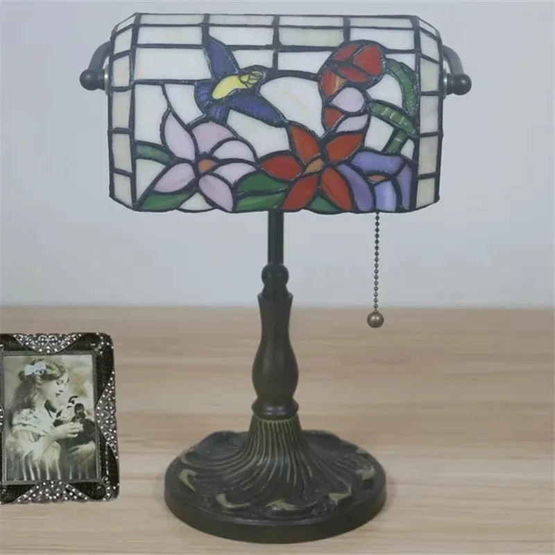 Bird & Flowers Banker Table Lamp
