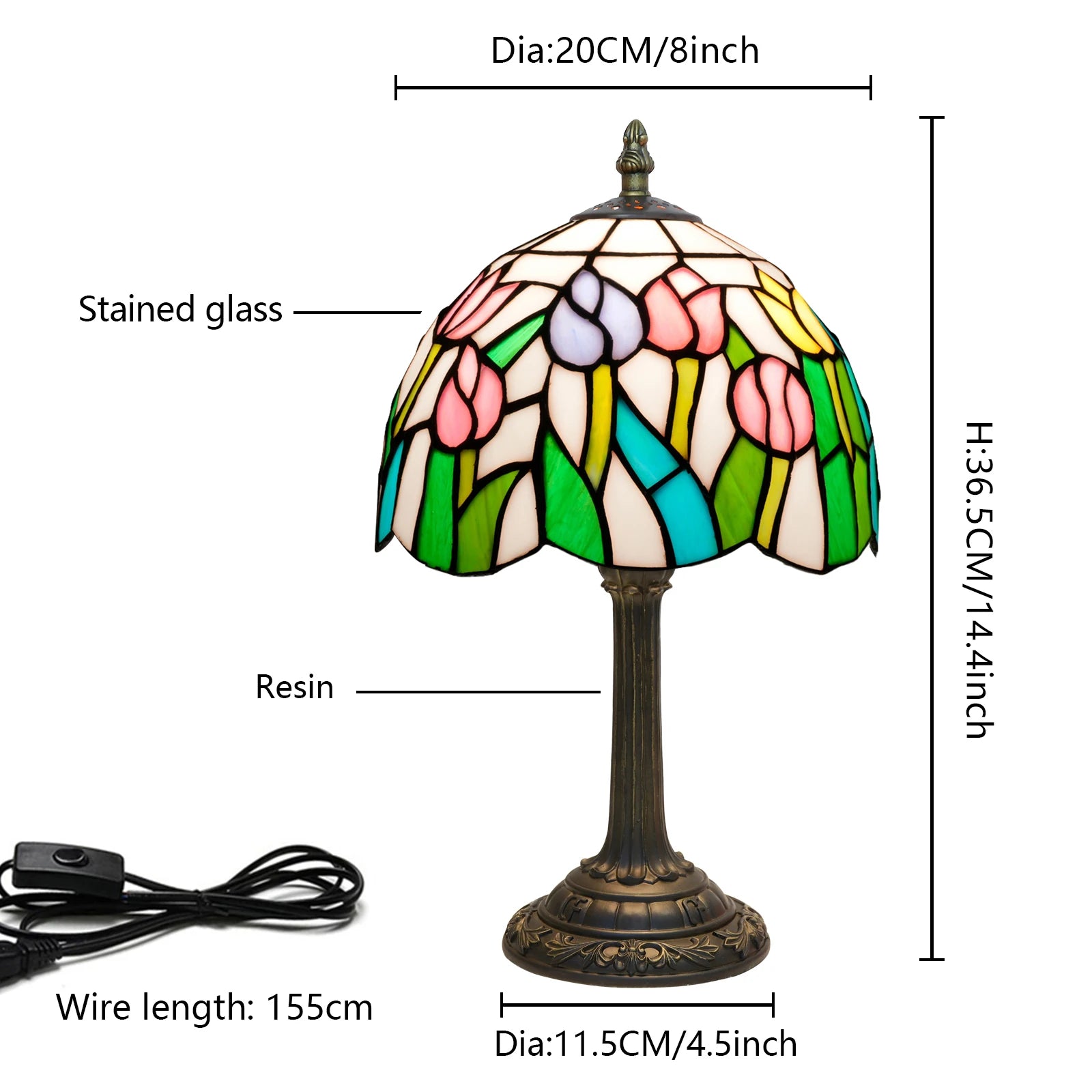 Multicolor Tulips Table Lamp 20cm