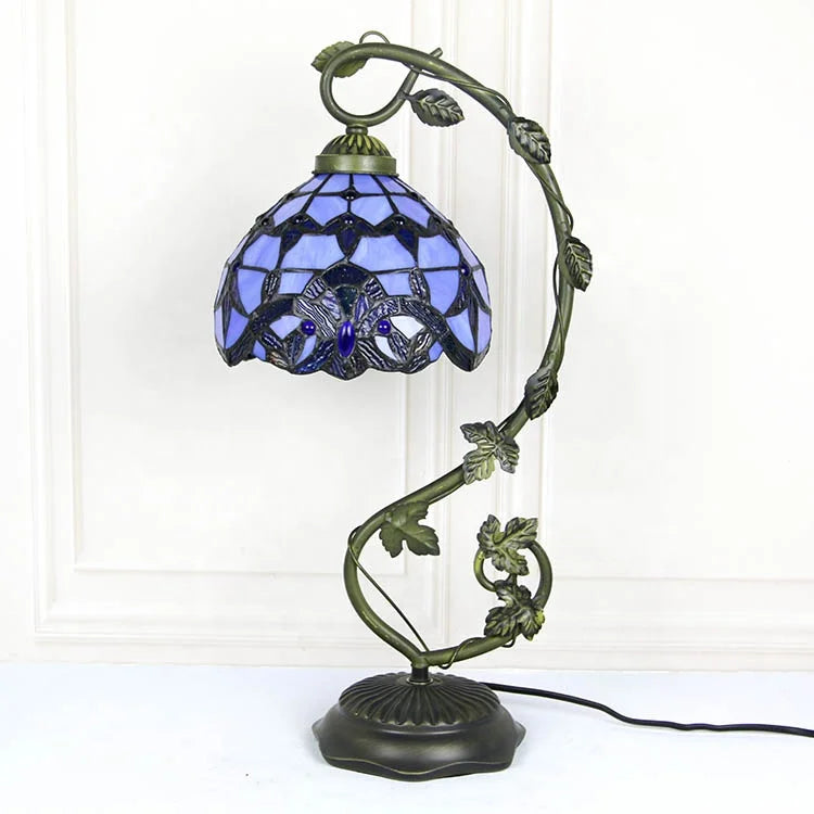 Purple Mosaic with Leaf Base Table Lamp