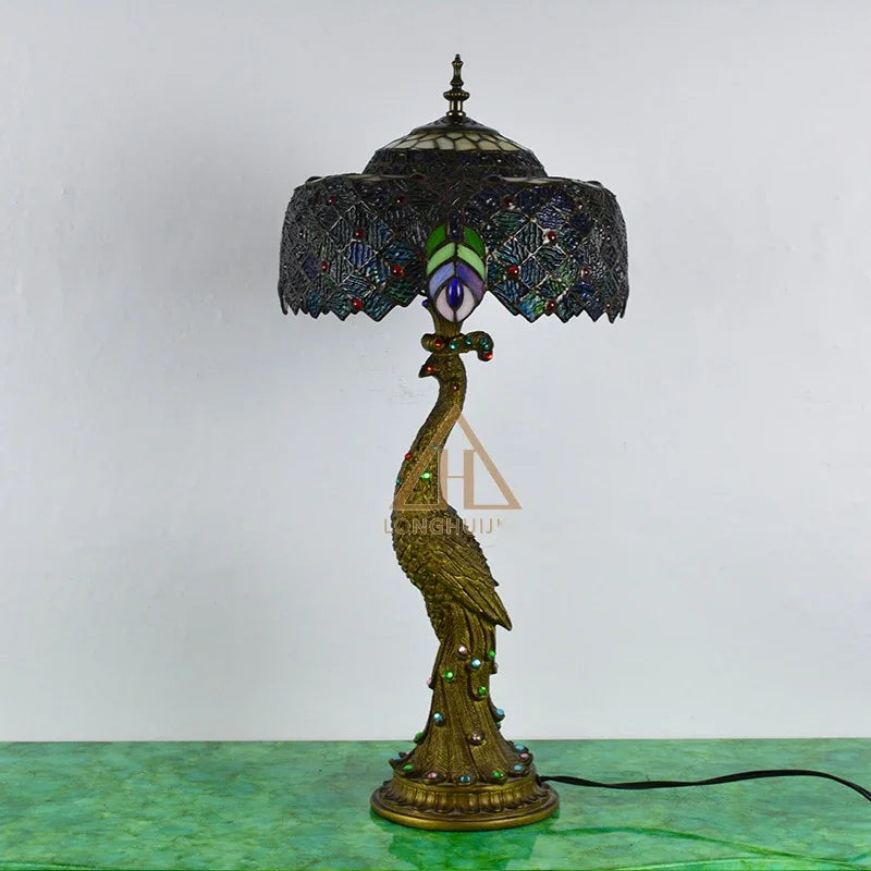 Peacock Table Lamp 30cm