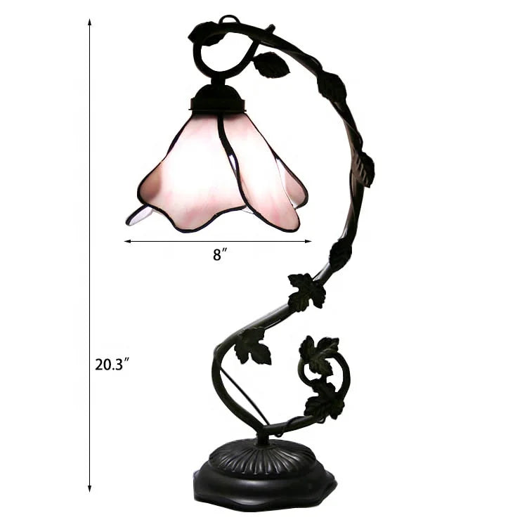 Pink Wisteria with Leaf Base Table Lamp