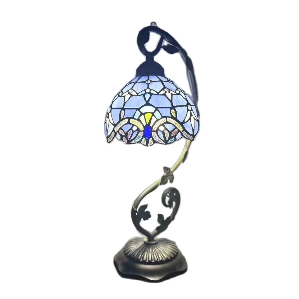 Blue Mosaic with Leaf Base Table Lamp