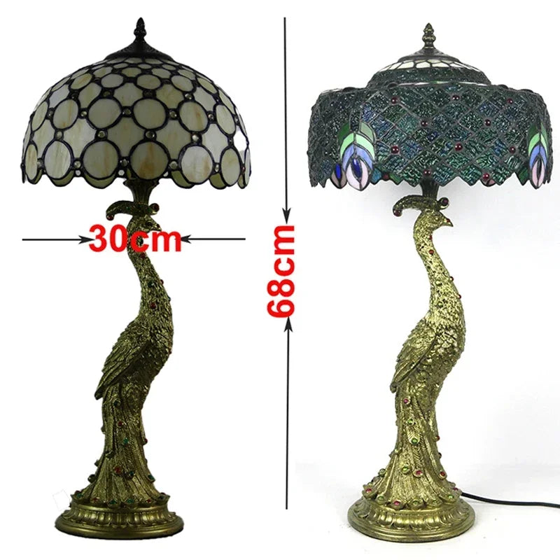 Peacock Table Lamp 30cm