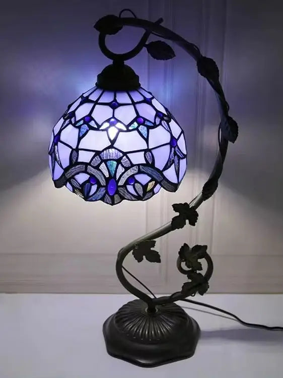 Purple Mosaic with Leaf Base Table Lamp