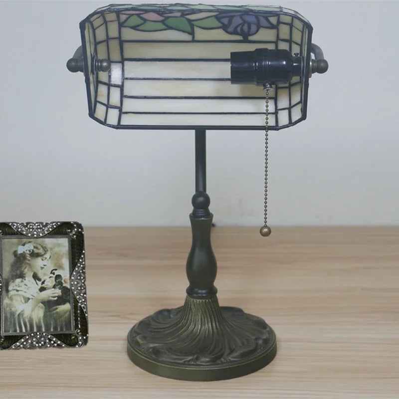 Bird & Flowers Banker Table Lamp